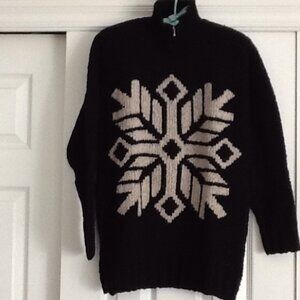 Ann Taylor wool snowflake black sweater